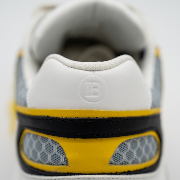 size 43 10 US Balmain B-East White Black Yellow Sneakers Leather Mesh - Picture 11 of 14